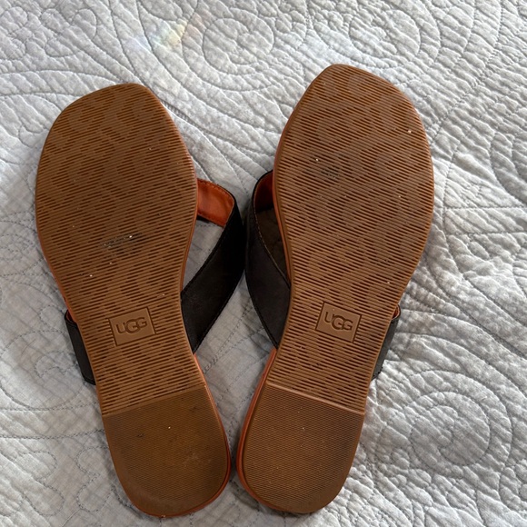 UGG Women's Black and Tan leather Sandals - Picture 3 of 6